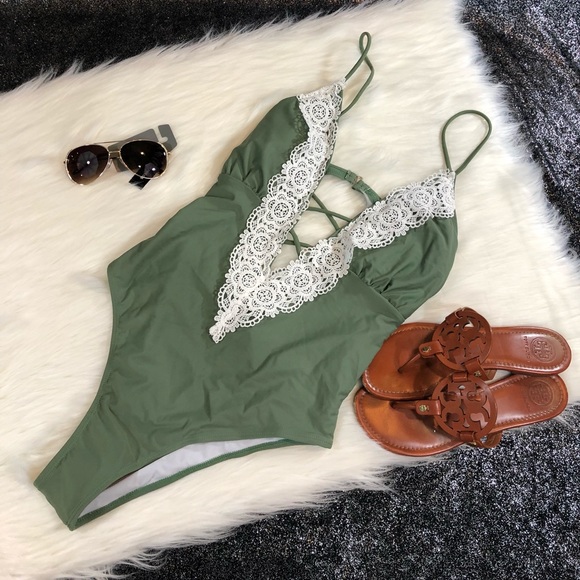 Other - Lace details one piece bathing suit